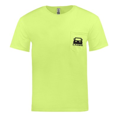 Personalized safety green pocket tee.