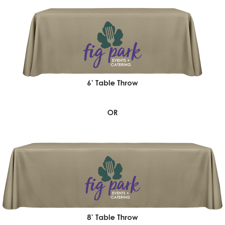 Polyester table cover with 33 inch banner stand and 13 inch table top banner stand package.