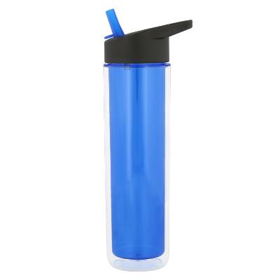 Plastic green water bottle with flip straw lid blank in 16 ounces.