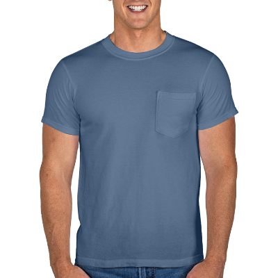 Plain blue jean pocket t-shirt.