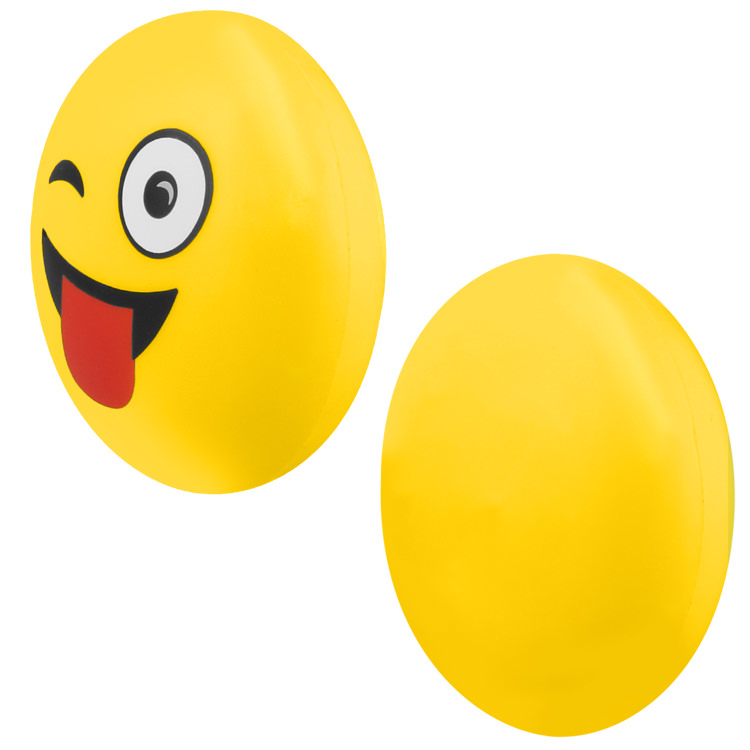 Foam wink emoji stress ball.