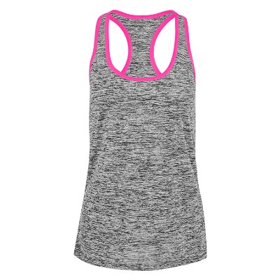 Blank black electric with neon pink tank top.