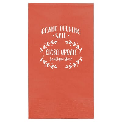3Ply tissue coral guest towel napkin with custom design.