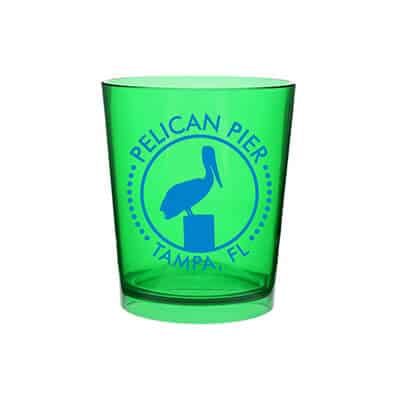 Acrylic green beer glass with custom logo in 12 ounces.