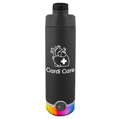 Stainless black sports bottle with custom imprint in 20 oz.