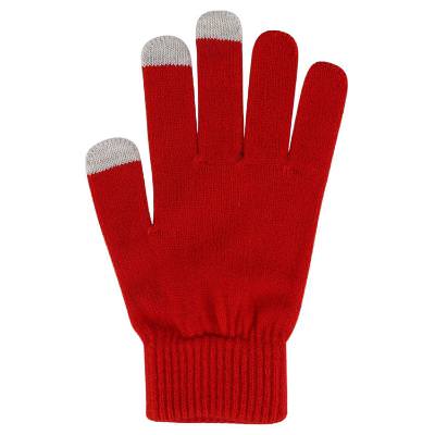 Acrylic, spandex and fiber red touch screen gloves blank.