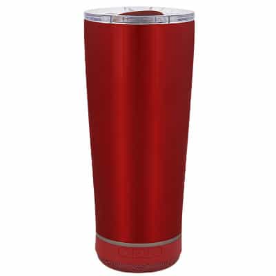 Stainless steel red tumbler with speaker blank in 18 ounces.