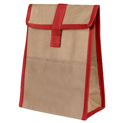 Blank woven paper red lunch bag.
