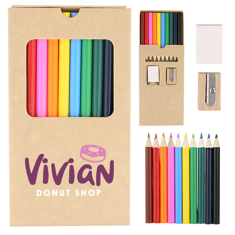 Natural colored pencil set with full color custom image.