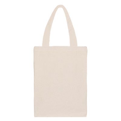 Blank natural cotton tote bag with reinforced handles.