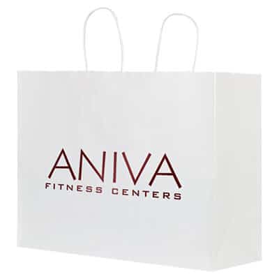Paper white foil stamped recyclable bag personalized.