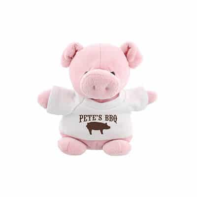 Plush and cotton white bean bag buddy pig with personalized logo.
