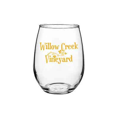 Glass clear wine glass with custom imprint in 9 ounces.