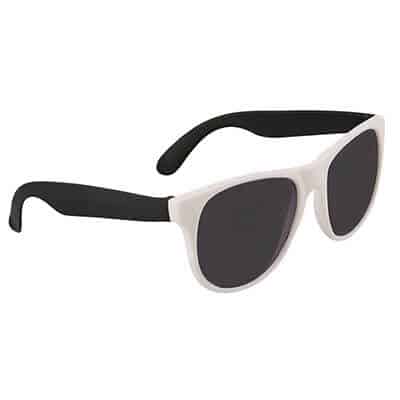 Blank polypropylene black with white frame sunglasses.