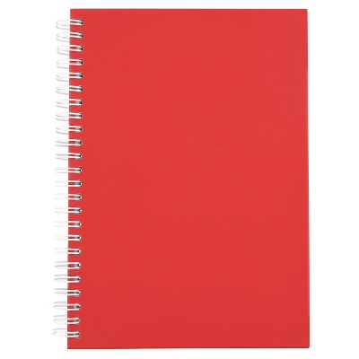 Hardcover red notebook.