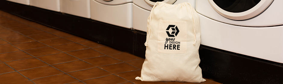 Natural laundry bag with black imprint