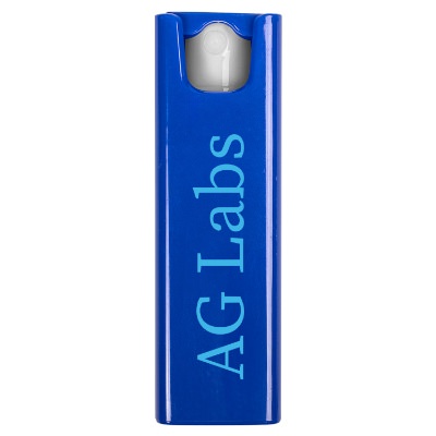 Blue plastic screen cleaner with a personalized imprint.