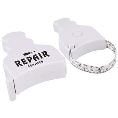 Plastic and PVC white body tape measure with imprinting.