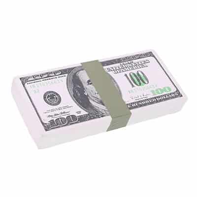 Foam money stack stress ball with blank.