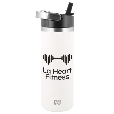 Stainless red water bottle with custom imprint in 18 oz.