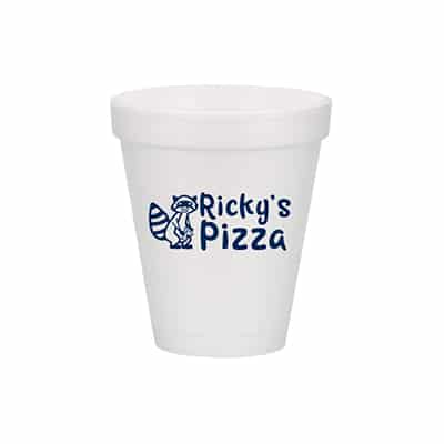 Styrofoam white foam cup with custom imprint in 6 ounces.