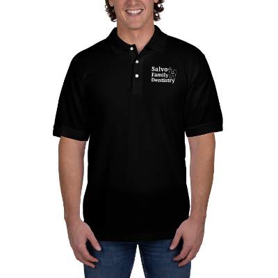 Personalized black men's easy blend polo