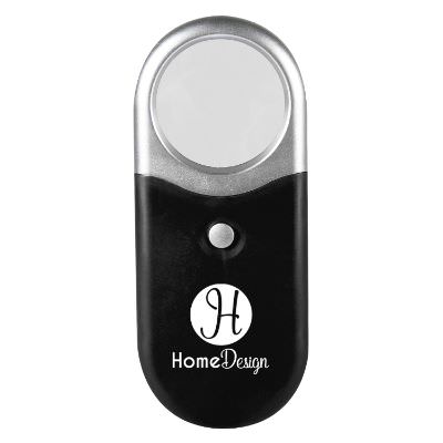 Plastic black magnifier light personalized with your logo.