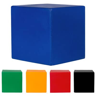 Foam blue cube stress reliever blank.