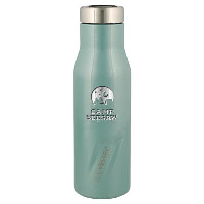 Aqua jade stainless bottle with engraved imprint.