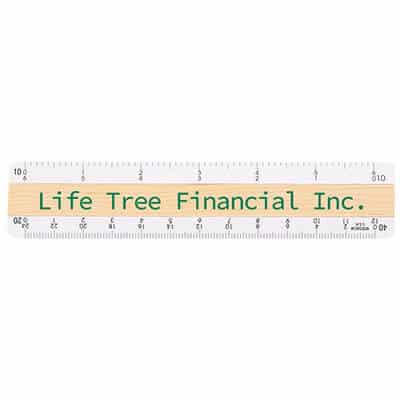 Custom branded engineering 6 inch wooden ruler with double bevels.