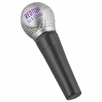 Foam microphone stress reliever with a custom imprinted brand.