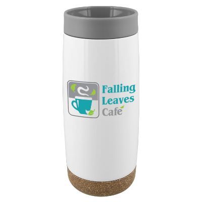 Gray tumbler with full color imprint.