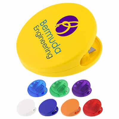 Plastic yellow round chip clip with full color imprinting.