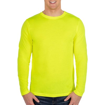 Plain safety yellow long sleeve adult tee.