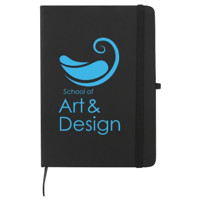 Black paper journal with custom design logo.