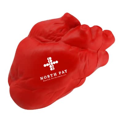 Foam anatomical heart stress ball with custom print.