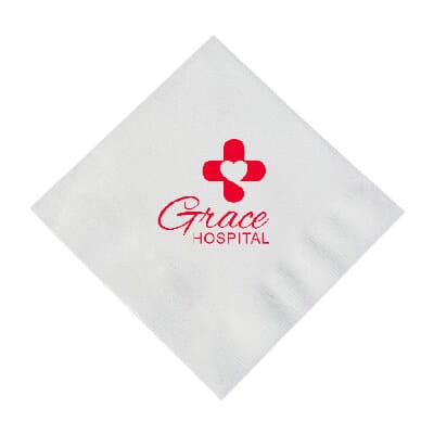 Heavyweight single ply tissue linen-like white cocktail napkin with diagonal imprint.