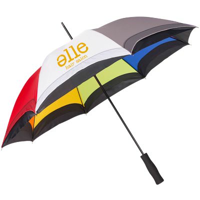 Personalized 46 inch multi color umbrella.