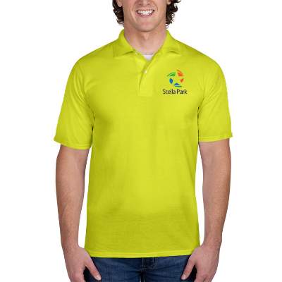 Customized full color safety green spotshield jersey polo