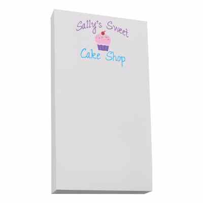 5 x 8-1/2 inch sticky notes with full color imprint. 