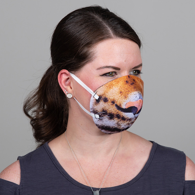 Foam tiger print face mask blank.