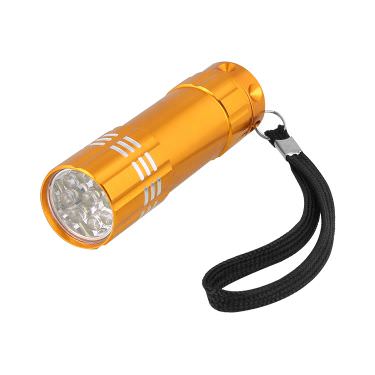 Blank orange aluminum flashlight available in bulk.