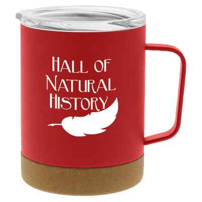 Custom red mug with cork bottom.