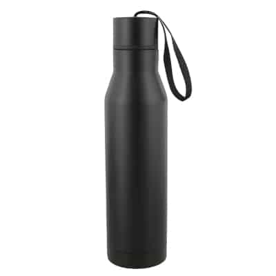 Stainless steel black water bottle blank in 18 ounces.