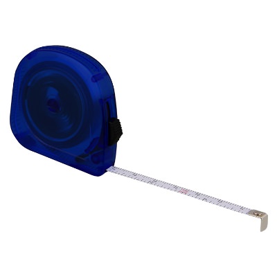 PBS plastic translucent blue mini locking tape measure blank.