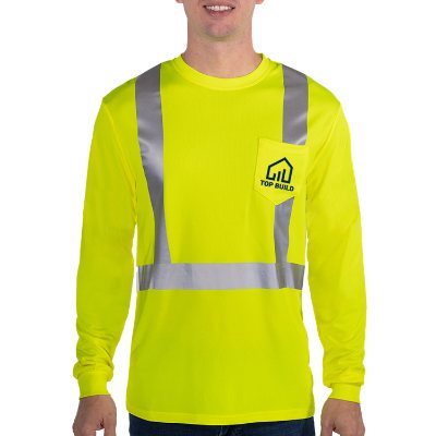 Logoed safety yellow long sleeve tee.