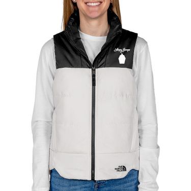 White personalized insulated puffer ladies vest.