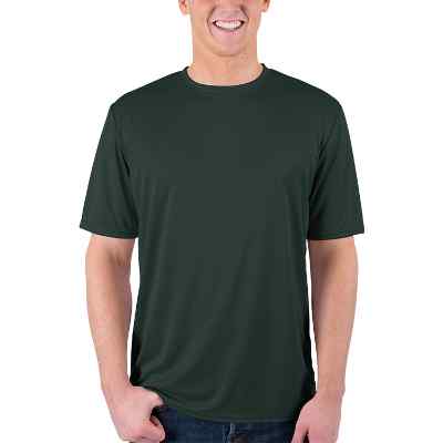 Blank dark green performance t-shirt.