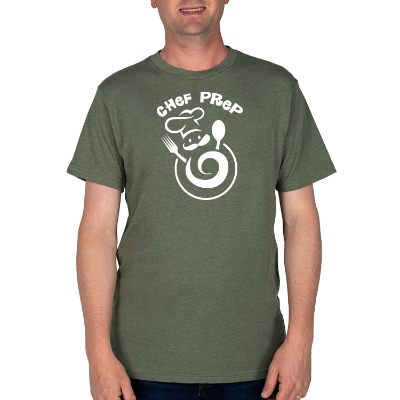 Custom logoed asparagus t-shirt.