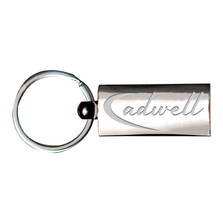 Cadwell engraved metal rectangle keychain.